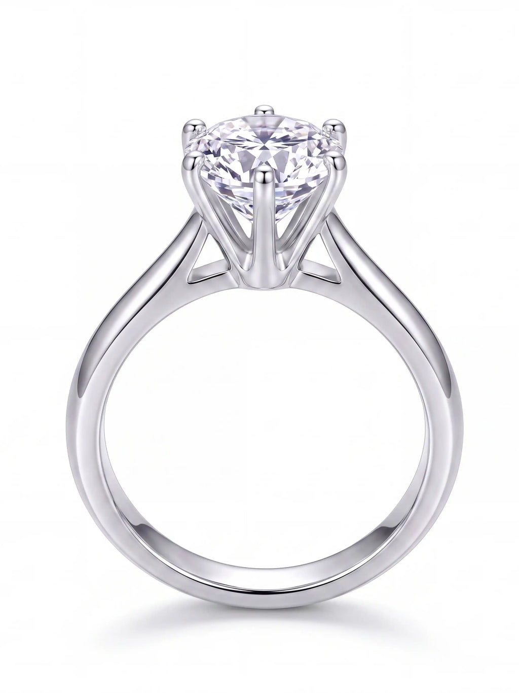 Classic Six Prongs 1CT D EF VVS Solitaire Engagement Ring with S925 Sliver Third-party inspection certificate (The discount is visible when placing the order)
