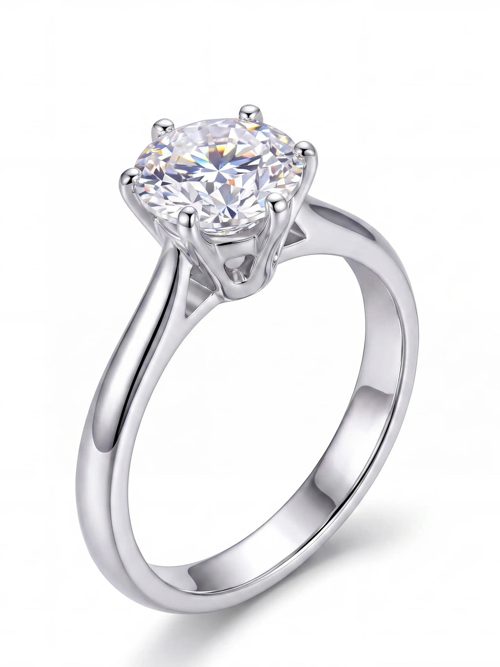 Classic Six Prongs 1CT D EF VVS Solitaire Engagement Ring with S925 Sliver Third-party inspection certificate (The discount is visible when placing the order)