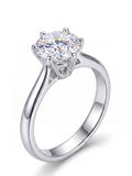 Classic Six Prongs 1CT D EF VVS Solitaire Engagement Ring with S925 Sliver Third-party inspection certificate (The discount is visible when placing the order)