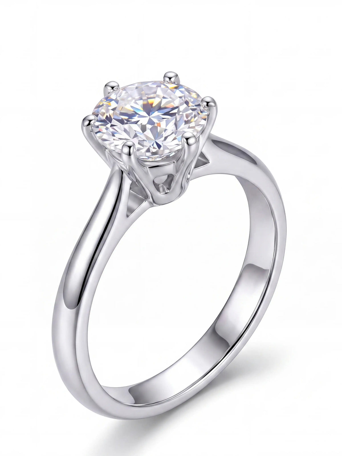 Classic Six Prongs 1CT D EF VVS Solitaire Engagement Ring with S925 Sliver Third-party inspection certificate (The discount is visible when placing the order)
