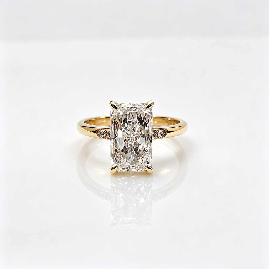 IGI Certified Radiant Cut Lab Grown 5 Carat Diamond Ring 14K/18K White Gold 4 Prong Rings