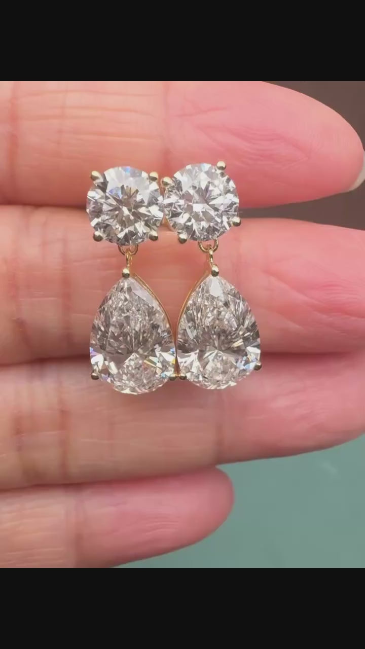 IGI Certified 14K 18K Gold Pear Cut Lab Grown Diamond Earrings 1CT D VVS2
