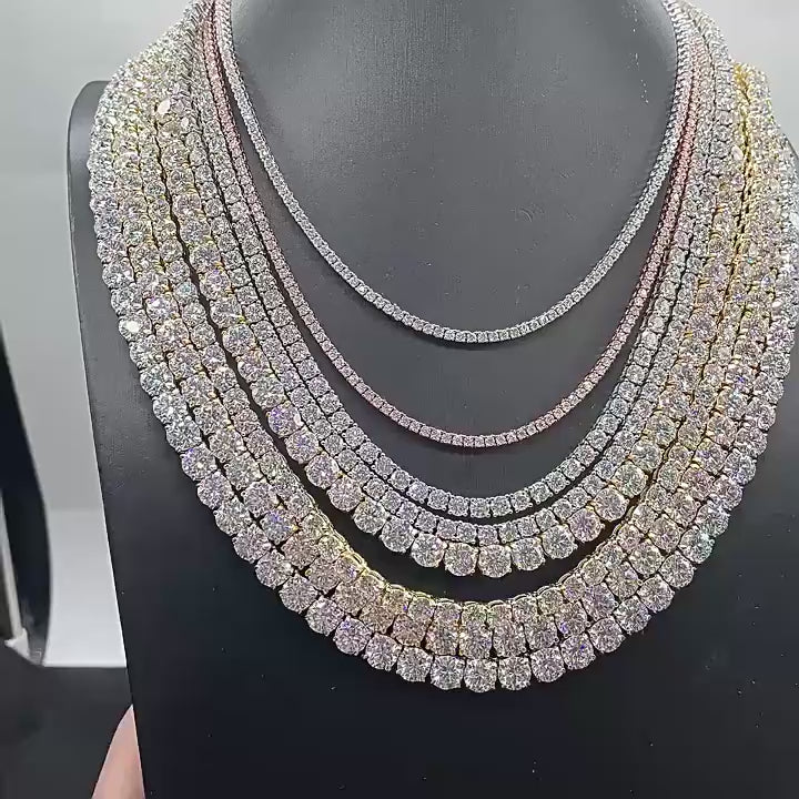 IGI Certified Lab Grown Diamond Tennis Chain Necklace Bracelet 2mm Round Cut