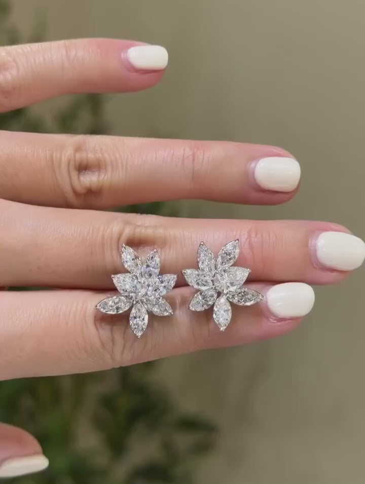 IGI Certified 14K 18K Gold Marquise Cut 2.5*4.5mm Lab Grown Diamond Earrings   Silver Flower Earrings Jewelry Women Hot