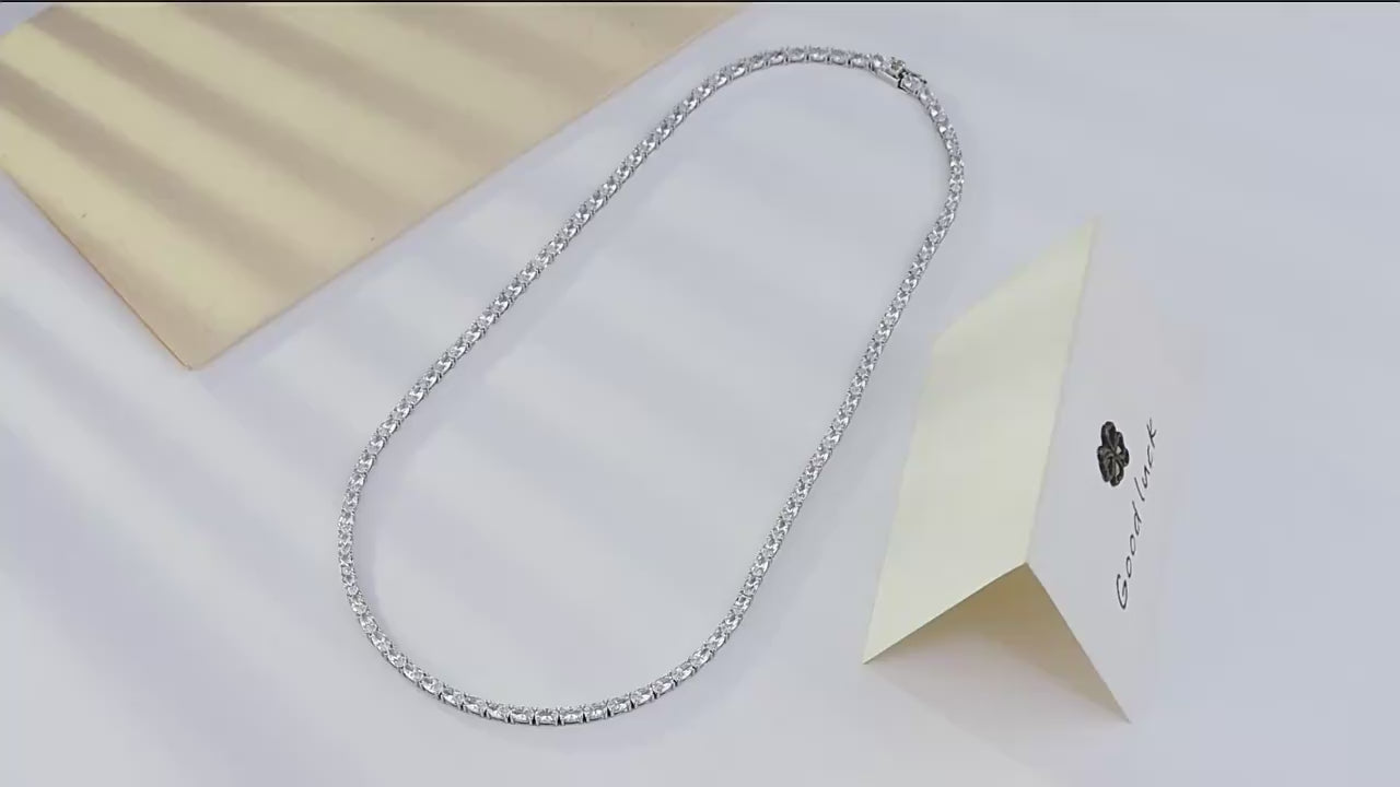 IGI Certified10k Lab Grown Diamond Tennis Choker Necklace with DEF VVS 3*5mm Oval Cut Full Station Chain