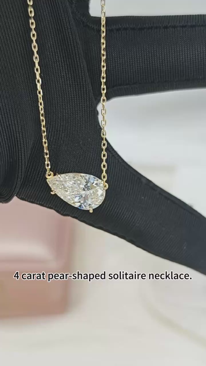 IGI Certified Lab Grown diamond Necklace with 3ct CVD D VVS2 Pear Cut  Synthetic Stone Custom 18k 14k Gold Pendant for Wedding